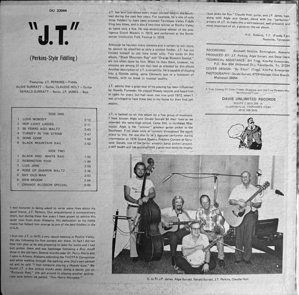 J. T. Perkins : "J.T." (Perkins-Style Fiddling) (LP, Album)