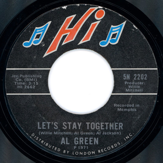 Al Green : Let's Stay Together (7", Single, Styrene)