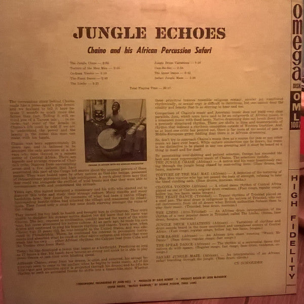 Chaino & His African Percussion Safari : Jungle Echoes (LP, Mono)