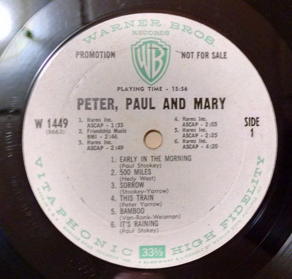 Peter, Paul And Mary* : Peter, Paul And Mary (LP, Album, Mono, Promo)