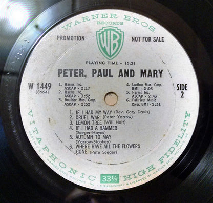 Peter, Paul And Mary* : Peter, Paul And Mary (LP, Album, Mono, Promo)