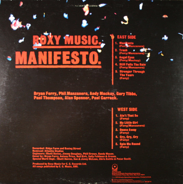 Roxy Music : Manifesto (LP, Album, Spe)