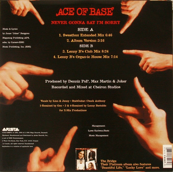 Ace Of Base : Never Gonna Say I'm Sorry (12")