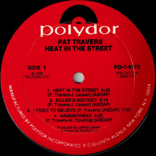 Pat Travers Band : Heat In The Street (LP, Album, Mon)