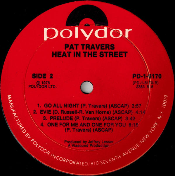 Pat Travers Band : Heat In The Street (LP, Album, Mon)