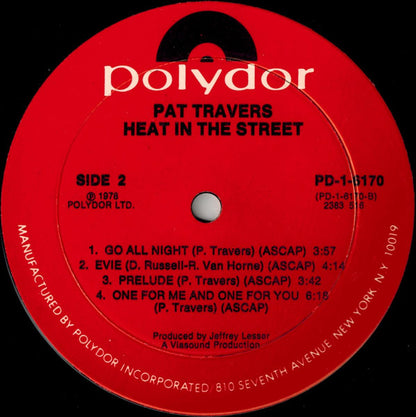 Pat Travers Band : Heat In The Street (LP, Album, Mon)
