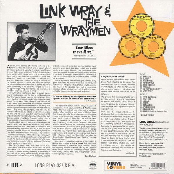 Link Wray & The Wraymen* : Link Wray & The Wraymen (LP, Album, Ltd, RE, RM, 180)