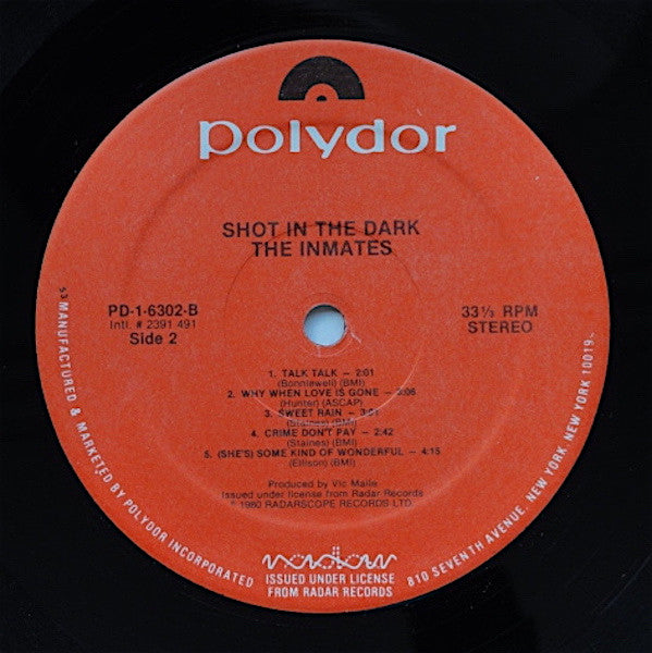 The Inmates (2) : Shot In The Dark (LP, Album, 53)