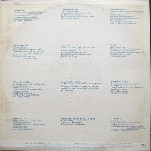 Gordon Lightfoot : Sundown (LP, Album, Pit)