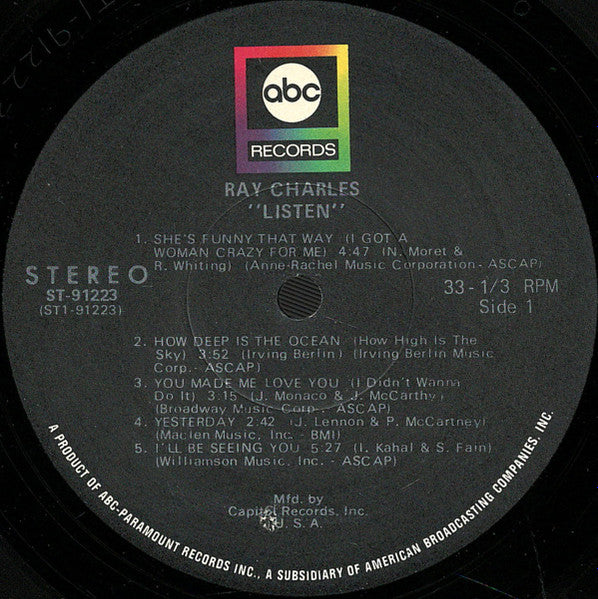 Ray Charles : Invites You To Listen (LP, Album, Club, Jac)