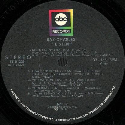 Ray Charles : Invites You To Listen (LP, Album, Club, Jac)