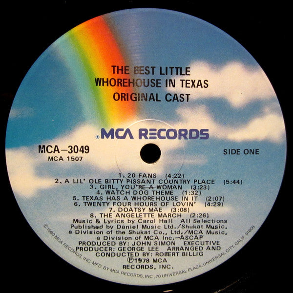 Original Cast*, Carol Hall (4) : The Best Little Whorehouse In Texas (LP, Album, RE)