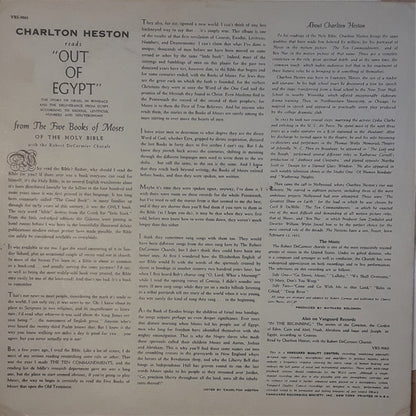 Charlton Heston With The Robert DeCormier Chorale : Reads "Out Of Egypt" From The Five Books Of Moses Of The Holy Bible (LP)