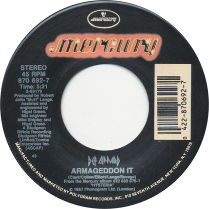 Def Leppard : Armageddon It! (7", Single, 49)