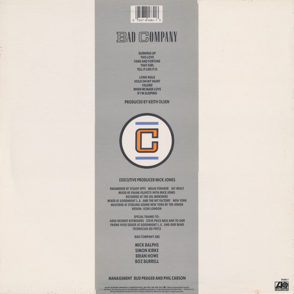 Bad Company (3) : Fame And Fortune (LP, Album, SP )