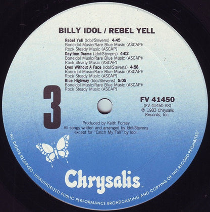 Billy Idol : Rebel Yell (LP, Album, Pit)