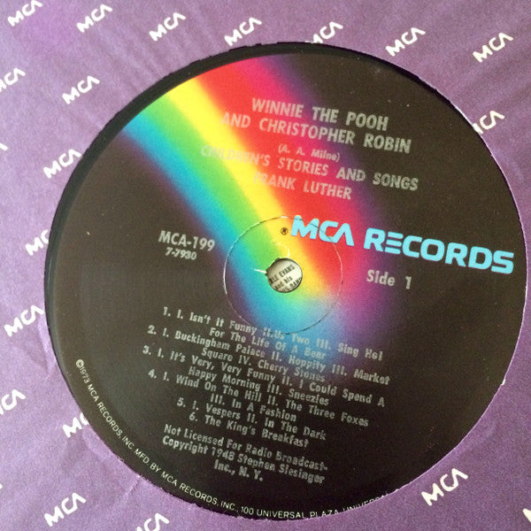 Frank Luther (2) : Winnie The Pooh And Christopher Robin (LP, Album, RE)