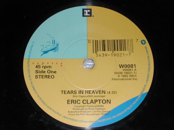 Eric Clapton : Tears In Heaven (7", Single)