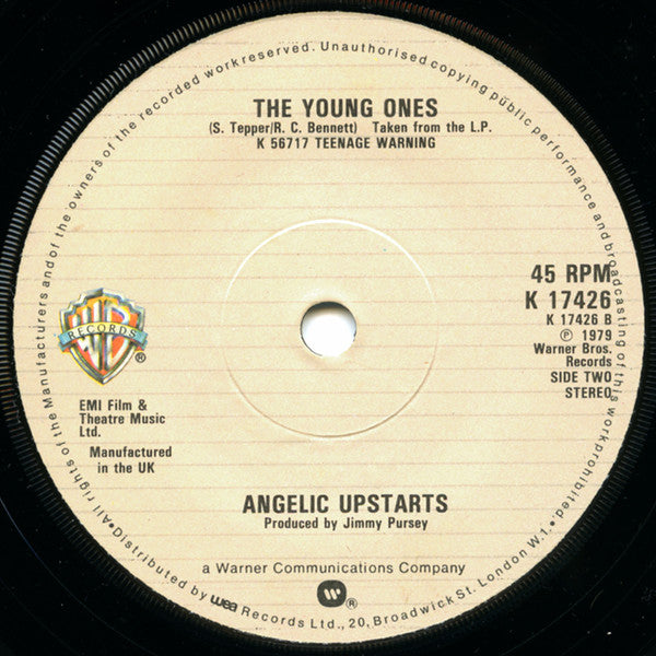 Angelic Upstarts : Teenage Warning (7", Single, Sol)