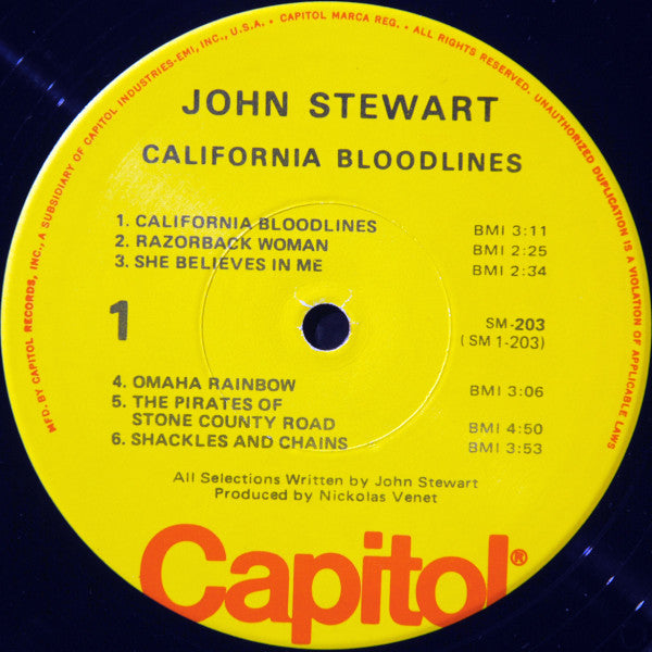 John Stewart (2) : California Bloodlines (LP, Album, RE, Jac)