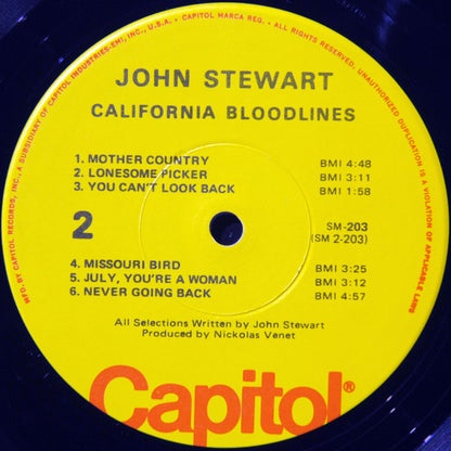 John Stewart (2) : California Bloodlines (LP, Album, RE, Jac)