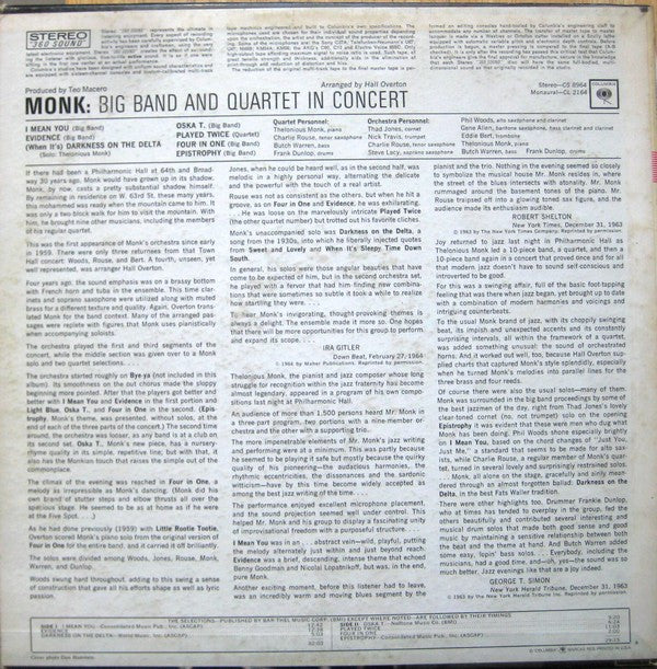 Monk* : Big Band And Quartet In Concert (LP, Album)