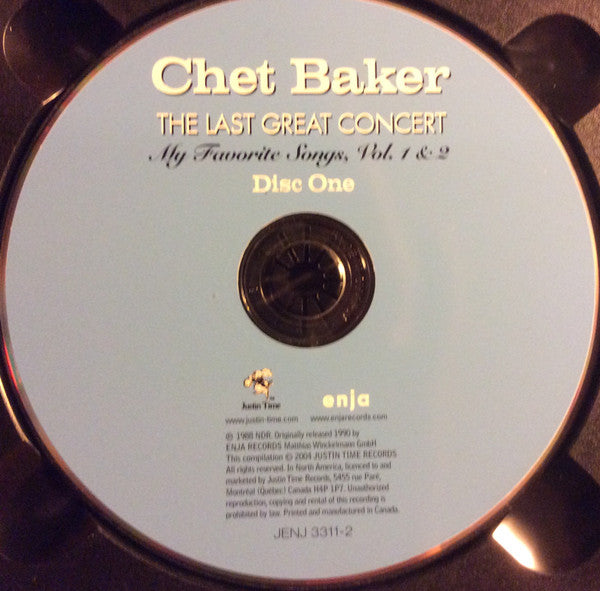 Chet Baker : The Last Great Concert - My Favourite Songs Vol. 1 & 2 (2xCD, Album, RE)