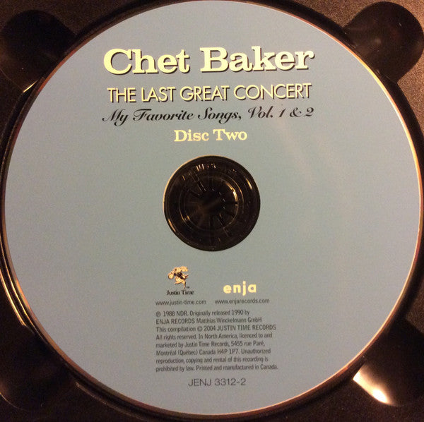 Chet Baker : The Last Great Concert - My Favourite Songs Vol. 1 & 2 (2xCD, Album, RE)