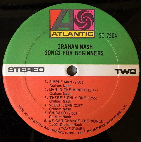 Graham Nash : Songs For Beginners (LP, Album, RI )