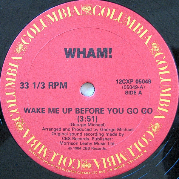 Wham! : Wake Me Up Before You Go-Go (12", Single)