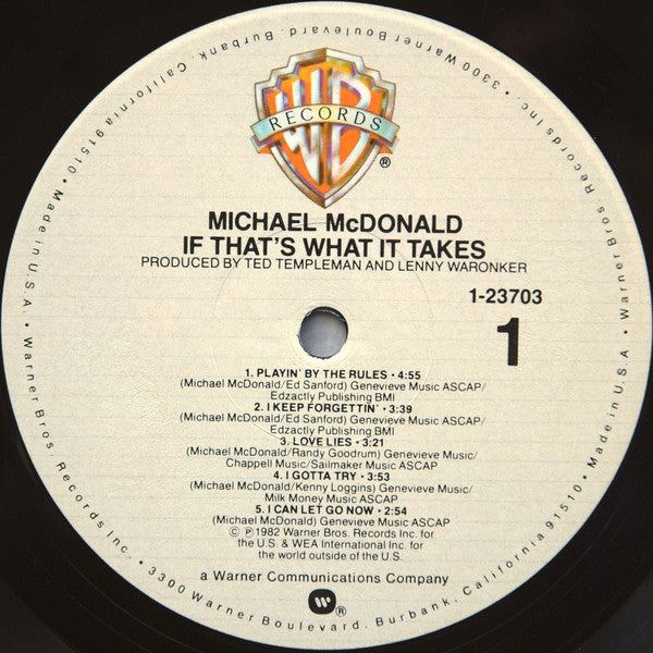Michael McDonald : If That's What It Takes (LP, Album, All)