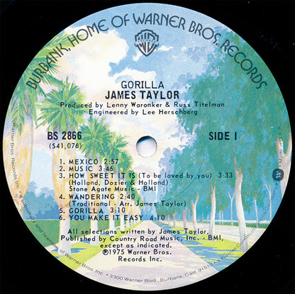 James Taylor (2) : Gorilla (LP, Album, RP, Win)