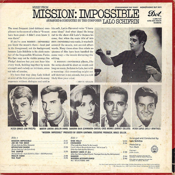 Lalo Schifrin : Music From Mission: Impossible (LP, Album, RP)