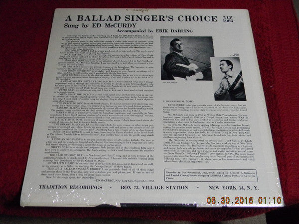 Ed McCurdy : A Ballad Singer's Choice (LP, RE)