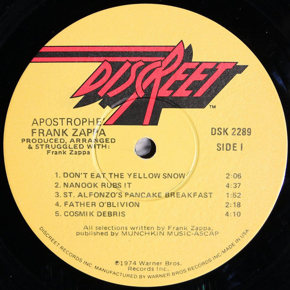 Frank Zappa : Apostrophe (') (LP, Album, RE, Win)