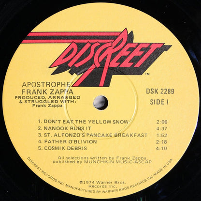 Frank Zappa : Apostrophe (') (LP, Album, RE, Win)
