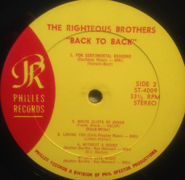The Righteous Brothers : Back To Back (LP, Album)