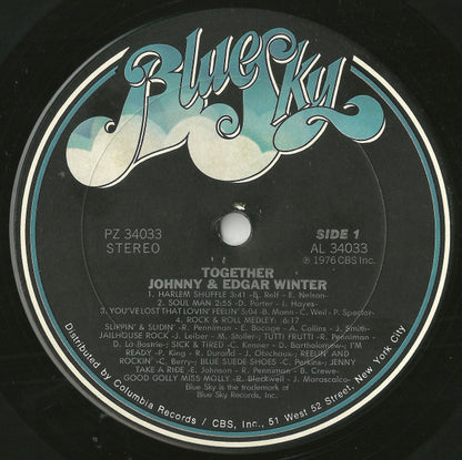 Johnny* & Edgar Winter : Together (LP, Album, Pit)