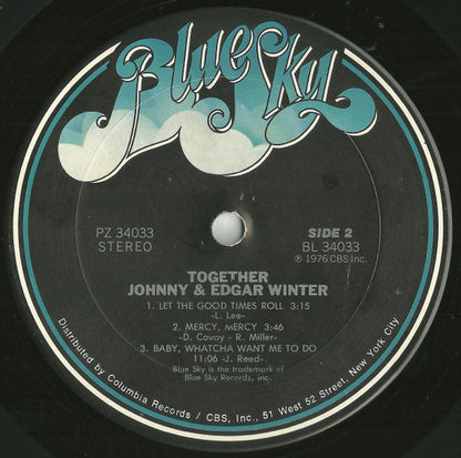 Johnny* & Edgar Winter : Together (LP, Album, Pit)