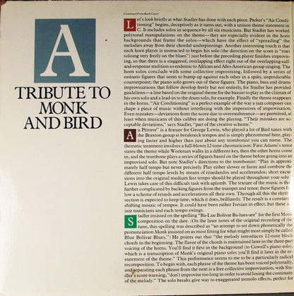 Thad Jones / George Adams / George Lewis / Stanley Cowell / Reggie Workman / Lenny White / Heiner Stadler : A Tribute To Monk And Bird (2xLP, Album, Promo)