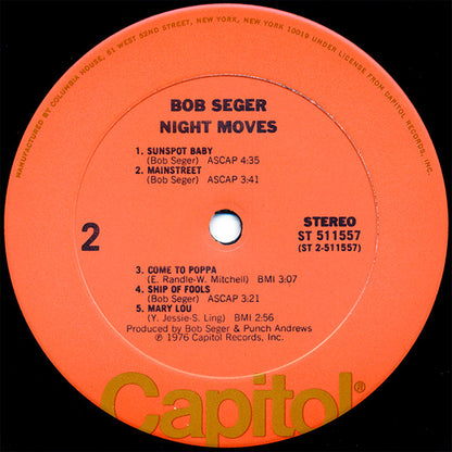 Bob Seger And The Silver Bullet Band : Night Moves (LP, Album, Club, Car)