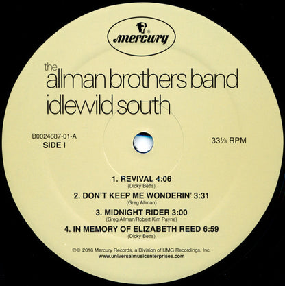 Allman Brothers Band* : Idlewild South (LP, Album, RE, RM, 180)