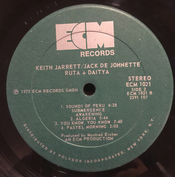 Keith Jarrett & Jack DeJohnette : Ruta And Daitya (LP, Album, Ric)