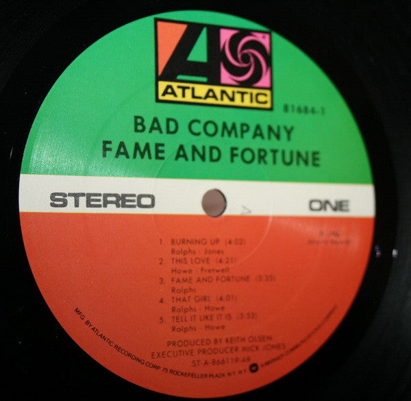 Bad Company (3) : Fame And Fortune (LP, Album, All)