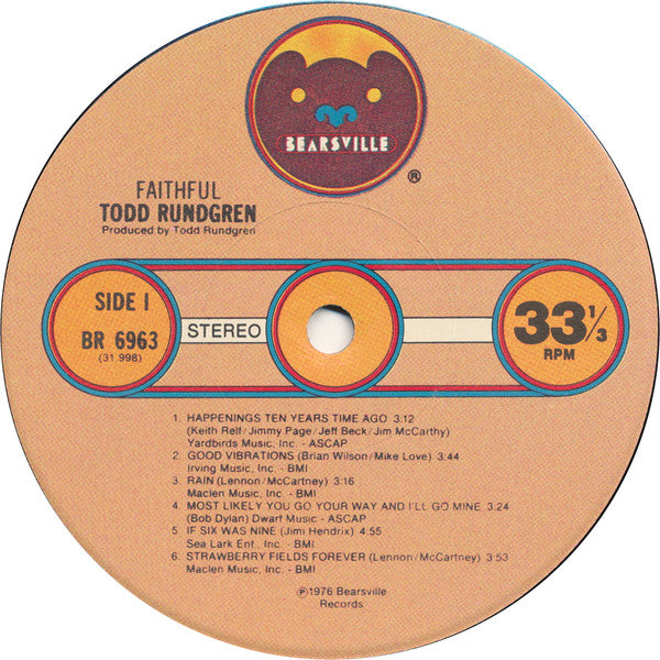 Todd Rundgren : Faithful (LP, Album, Tex)