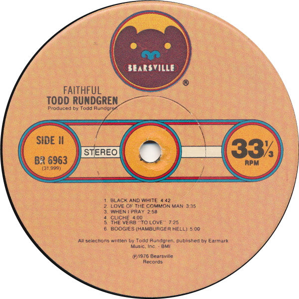 Todd Rundgren : Faithful (LP, Album, Tex)