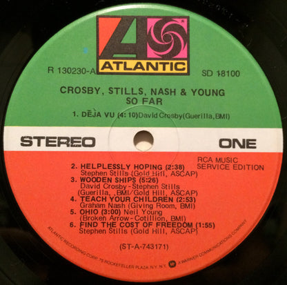 Crosby, Stills, Nash & Young : So Far (LP, Comp, Club, RCA)