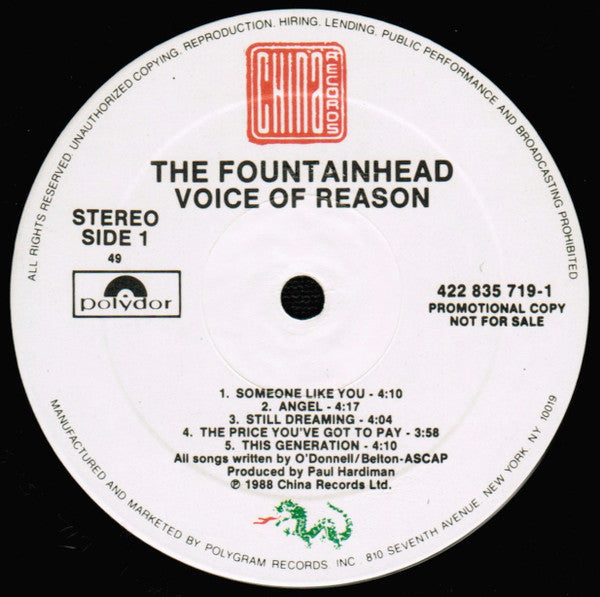 The Fountainhead : Voice Of Reason (LP, Album, Promo)