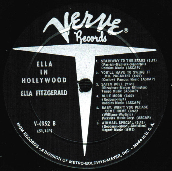 Ella Fitzgerald : Ella In Hollywood (LP, Album, Mono, MGM)