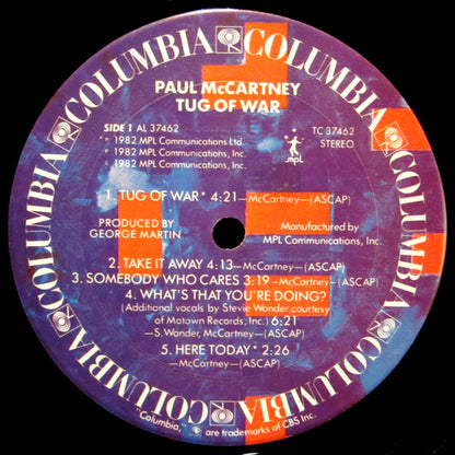 Paul McCartney : Tug Of War (LP, Album, Pit)